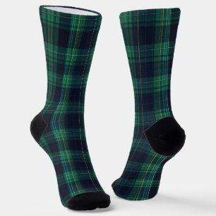 Green and Blue Scottish Tartan Plaid Socks
