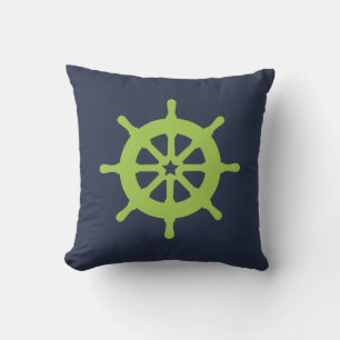 Green and Blue Ship Wheel Cushion