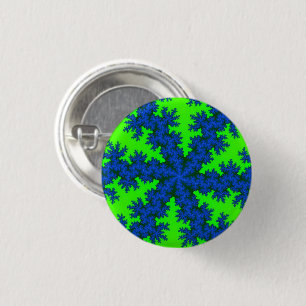 Green and Blue Snowflake 3 Cm Round Badge
