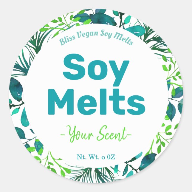 Green And Blue Soy Wax Melt Labels (Front)