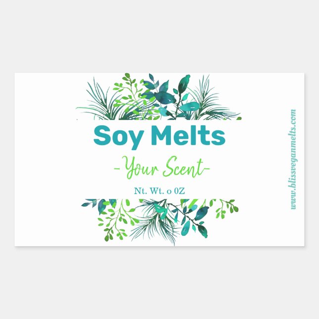 Green And Blue Soy Wax Melt Labels (Front)