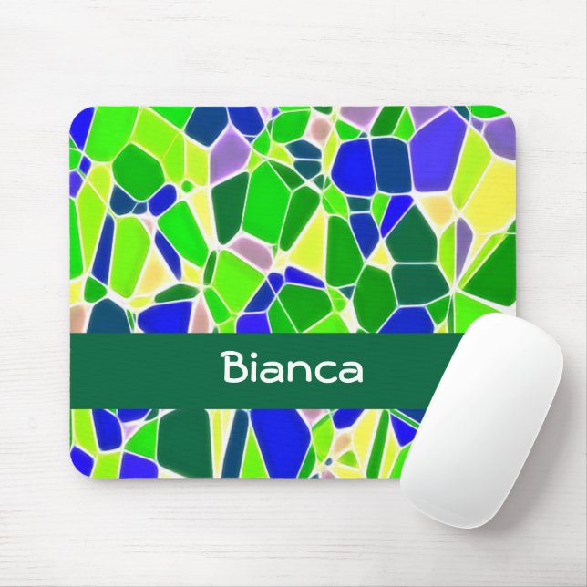Green and blue stone shapes mouse pad (With Mouse)