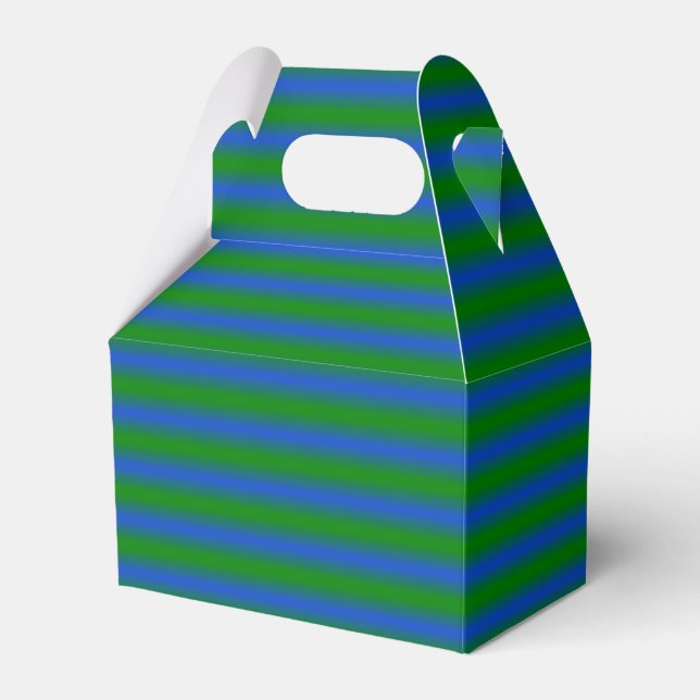 Green and Blue Striped Favour Box (Front Side)