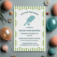 Green and Blue Striped Pickleball Birthday Party