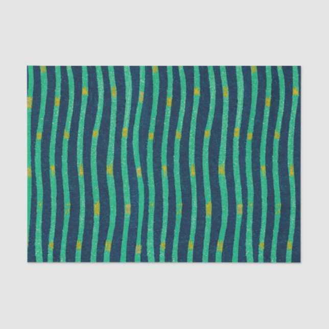 GREEN AND BLUE STRIPED Tissue Paper (Front)