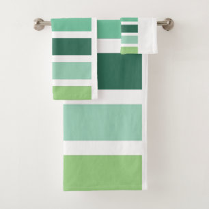 Green and Blue Stripes Bath Towel Set