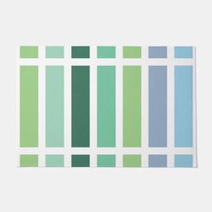 Green and Blue Stripes Doormat