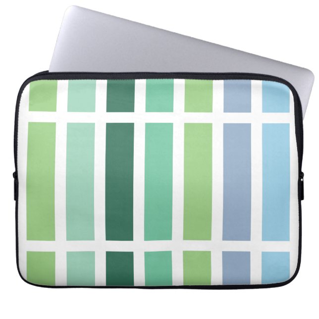 Green and Blue Stripes Laptop Sleeve (Front)