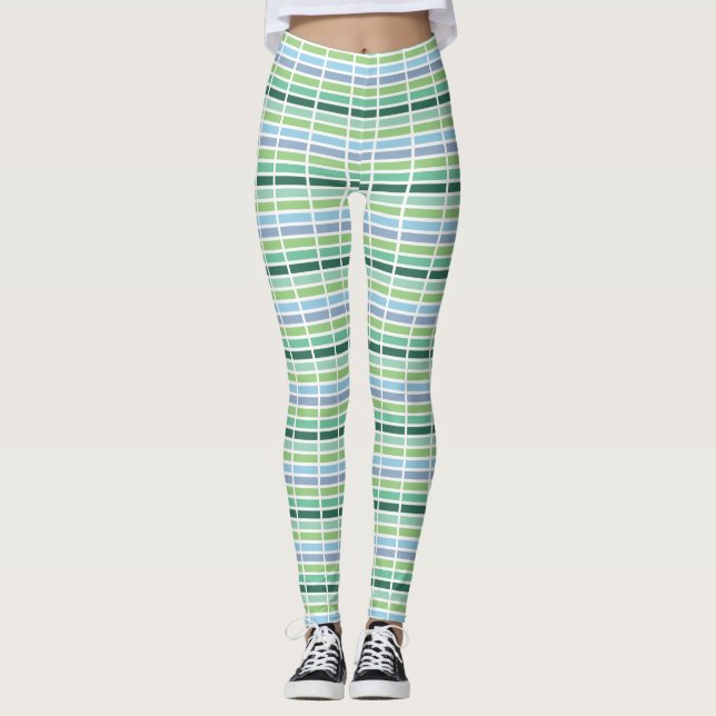 Green and Blue Stripes Leggings (Front)