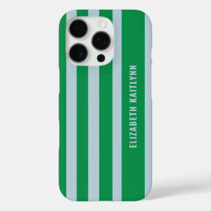 Green and Blue Stripes Pattern Personalised  iPhone 16 Pro Case
