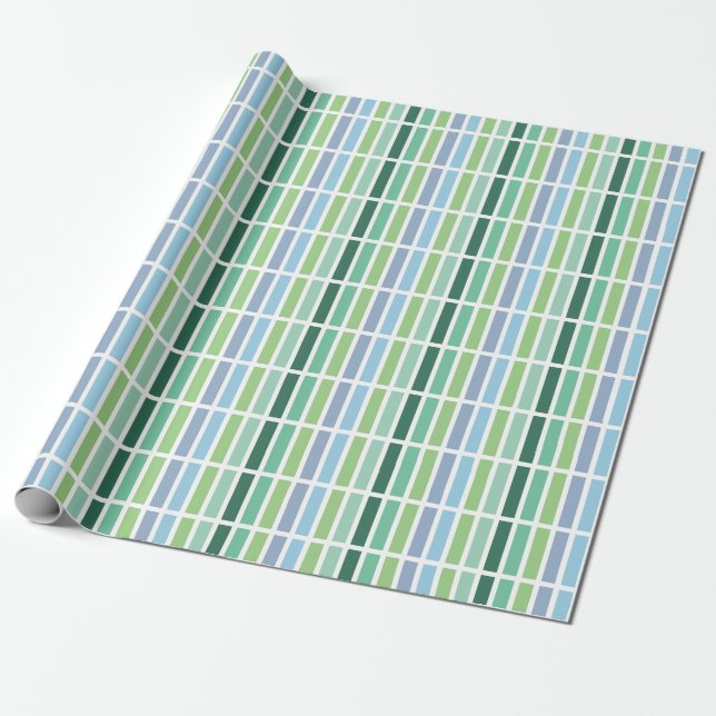 Green and Blue Stripes Wrapping Paper (Unrolled)