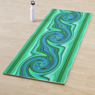 Green and Blue Swirl - Cool Abstract Psychedelic Yoga Mat