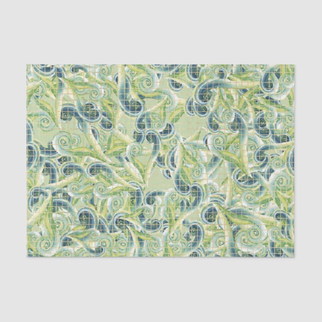 Green and Blue Swirl Tissue Paper (Front)