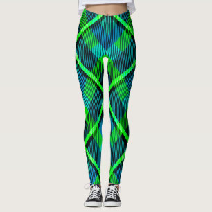 Green and Blue Tartan Pattern Leggings