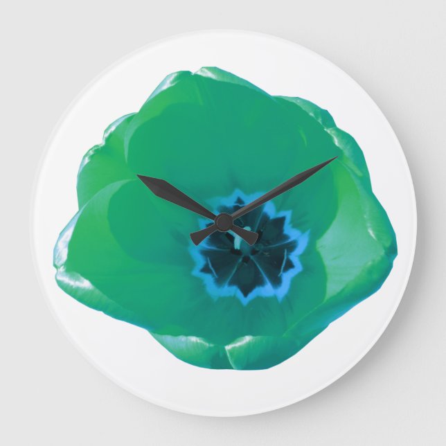Green and Blue Tulip Wall Clock (Front)