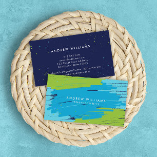 Green and Blue Vibrant Modern Bold Strokes Business Card