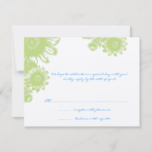 Green and Blue Vintage Floral RSVP Card