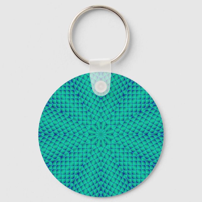 Green and Blue Waves Key Ring (Front)