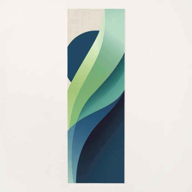 Green and blue wavy forms yoga mat (Front)