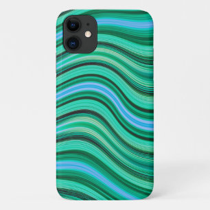 Green and blue wavy stripes pattern Case-Mate iPhone case