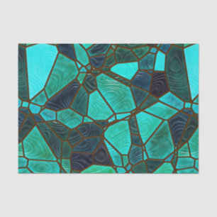 Green and Blues Sea Glass Effect Stained Glass Tissue Paper