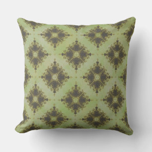 Green and Bronze Diamond Burst Pattern Cushion