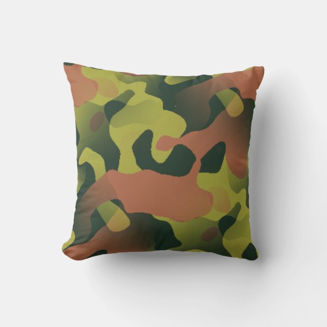 Green and Brown Camouflage Pattern  Cushion (Front)