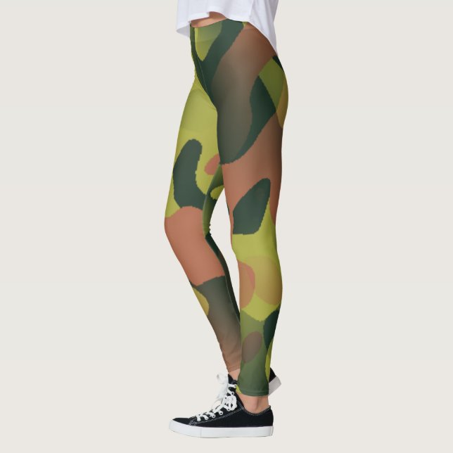 Green and Brown Camouflage Pattern Leggings (Left)
