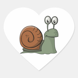Green and Brown Cartoon Snail Heart Sticker