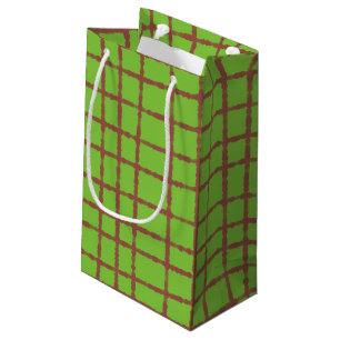 Green and Brown Check Pattern Elegant and Unique Small Gift Bag