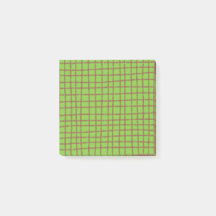 Green and Brown Check Pattern Stylish Post-it Notes