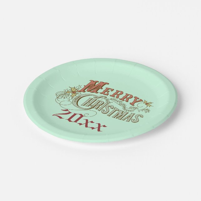 Green And Brown Christmas Plate (Angled)