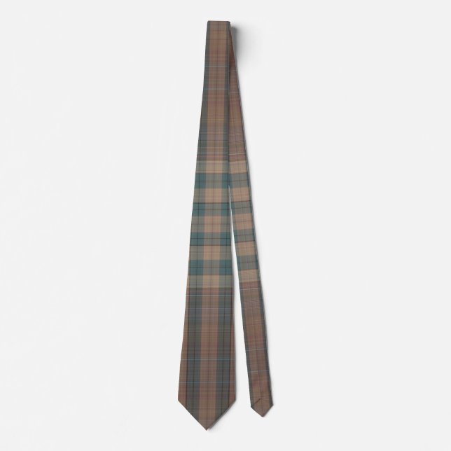 Green and Brown Colourful Plaid Neck Tie for Men (Front)