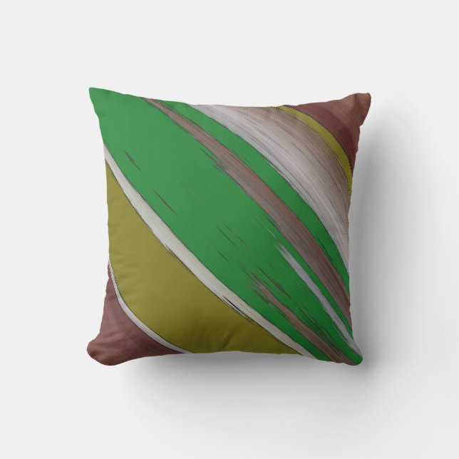 Green And Brown Diagonal Abstract Cushion (Front)