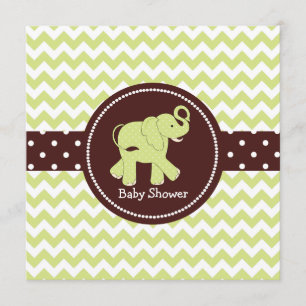 Green and Brown Elephant Couple's Baby Shower Invitation
