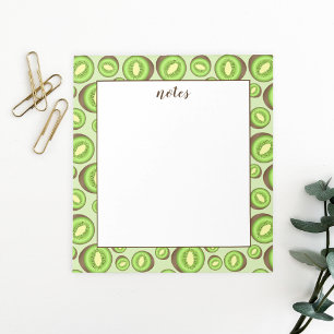 Green And Brown Kiwifruit Pattern With Custom Text Notepad