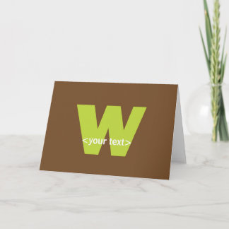 Green and Brown Monogram - Letter W Note Card