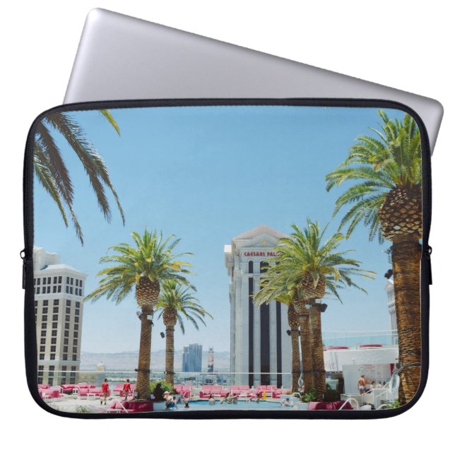 Green and brown palm trees laptop sleeve (Front)