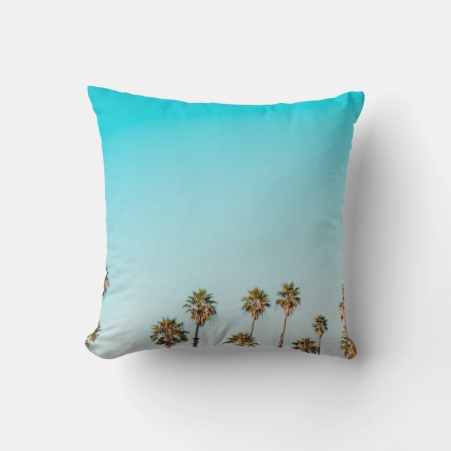 GREEN-AND-BROWN PALM TREES UNDER CLEAR BLUE SKY CUSHION (Front)