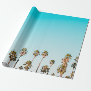 GREEN-AND-BROWN PALM TREES UNDER CLEAR BLUE SKY WRAPPING PAPER