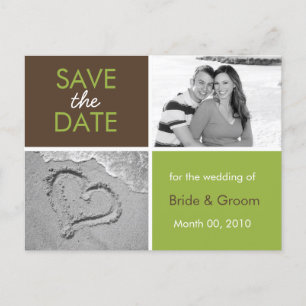 Green and Brown Save the Date Photo Postcards