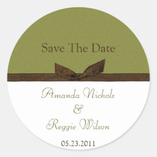 Green and Brown Save The Date Sticker