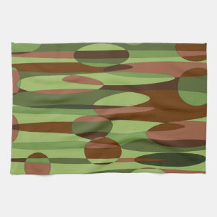 Green and Brown Spheres Tea Towel