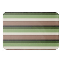 Green and Brown stripe Bath Mat