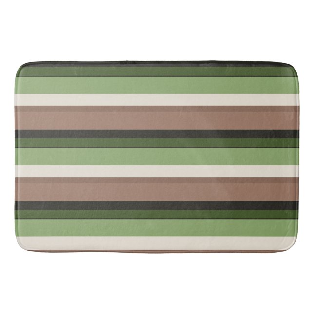 Green and Brown stripe Bath Mat (Front)