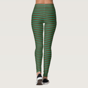 Green And Brown Striped Leggings