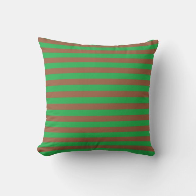 Green and Brown Stripes Cushion (Front)