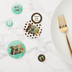 Green and Brown Teddy Bear Themed Confetti