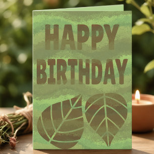 Green And Brown Textured Nature Birthday Card