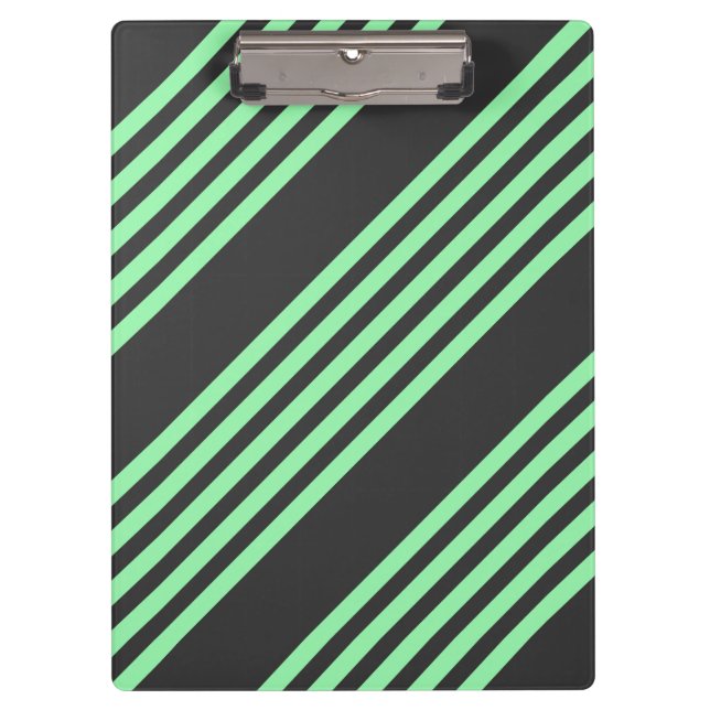 Green and charcoal five stripes pattern clipboard (Front)
